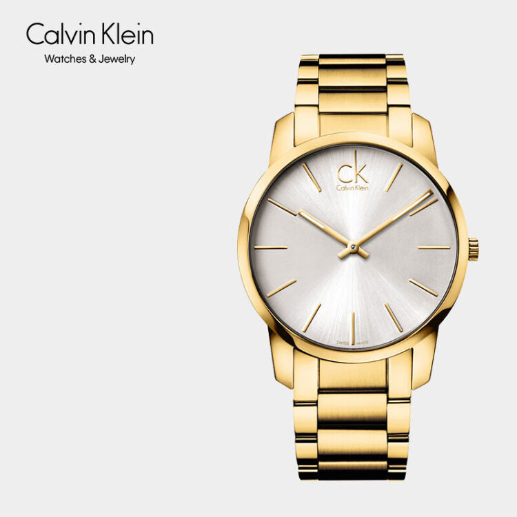 Calvin Klein City Silver Dial Gold Steel Strap Watch for Men - K2G21546