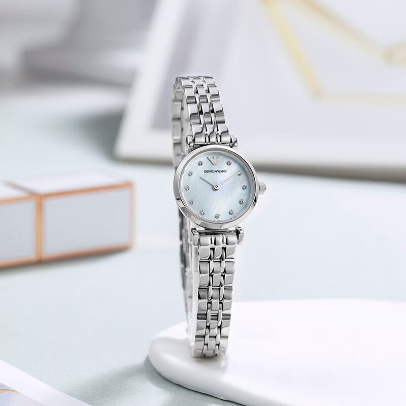 Emporio Armani Gianni T Bar Blue Dial Silver Steel Strap Watch For Women - AR1961