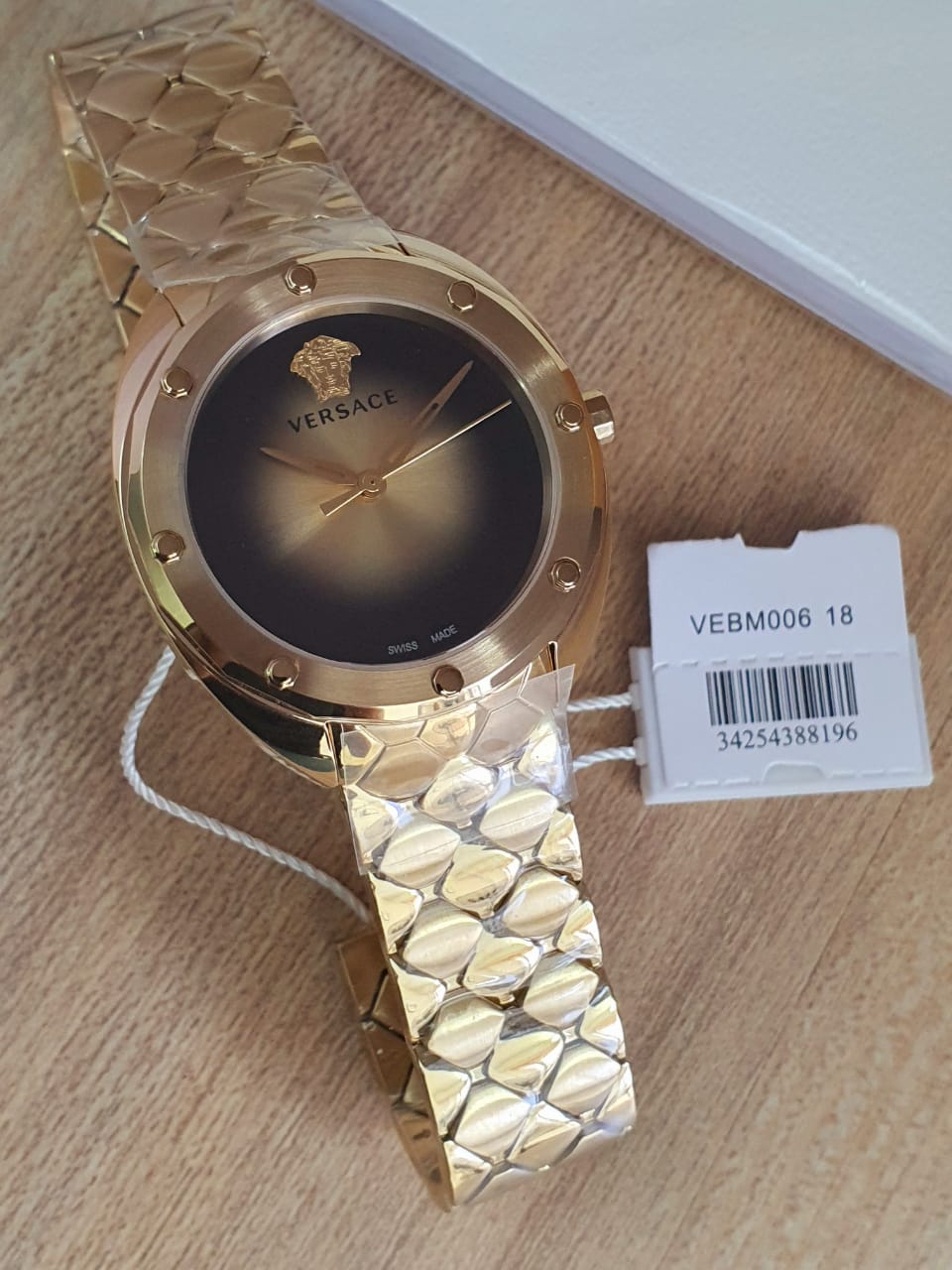 Versace Shadov Quartz Gold Dial Gold Steel Strap Watch for Women - VEBM00618