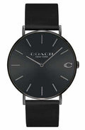 Coach Charles Black Dial Black Leather Strap Watch for Men - 14602434