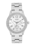 Guess Bedazzle Diamonds Silver Dial Silver Steel Strap Watch For Women - W1097L1