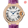 Cartier Ballon Blue De Cartier Diamonds Silver Dial Purple Leather Strap Watch for Women - WJBB0051