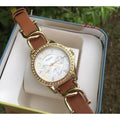 Fossil Riley Multifunction White Dial Orange Leather Strap Watch for Women - ES3723