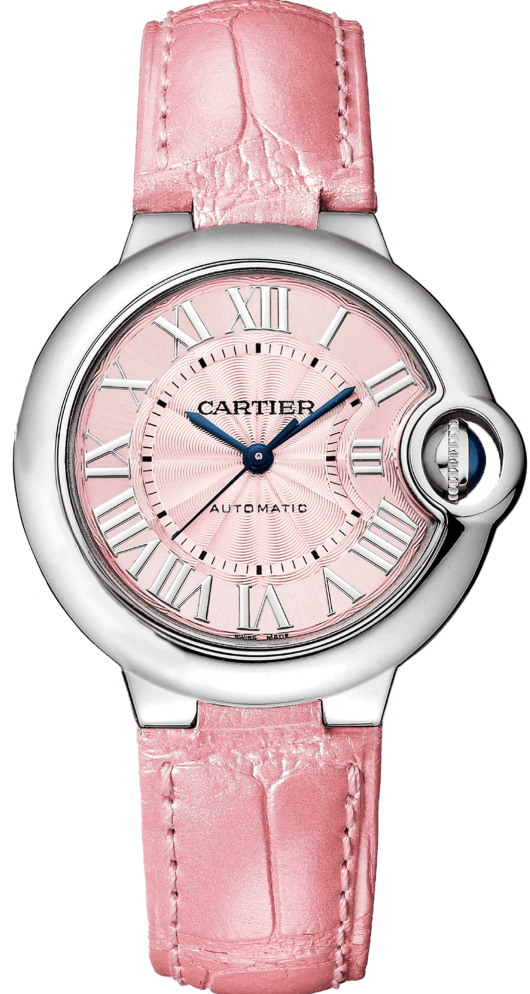 Cartier Ballon Blue De Cartier Pink Dial Pink Leather Strap Watch for Women - WSBB0031