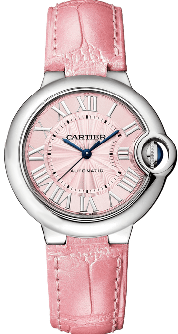 Cartier Ballon Blue De Cartier Pink Dial Pink Leather Strap Watch for Women - WSBB0031