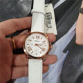 Fossil Cecile White Dial White Leather Strap Watch for Women - AM4486