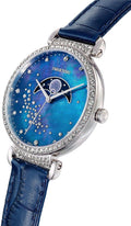 Swarovski Passage Moon Phase Blue Dial Blue Leather Strap Watch for Women - 5613320