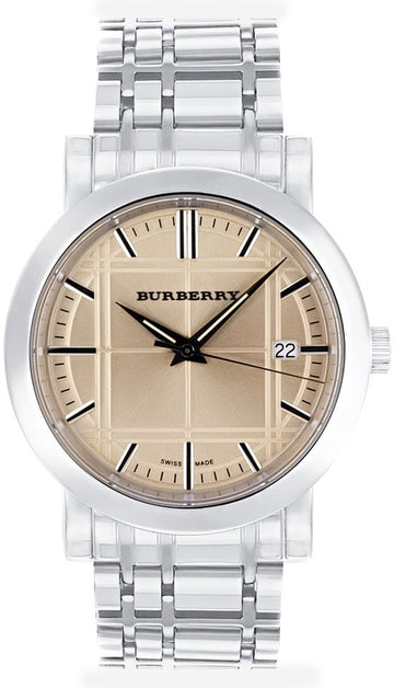 Burberry Heritage Rose Gold Dial Silver Steel Strap Watch for Men - BU1352