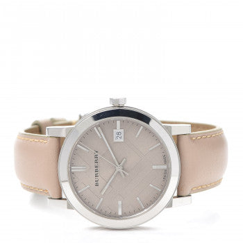 Burberry The City Silver Dial Beige Leather Strap Unisex Watch - BU9010