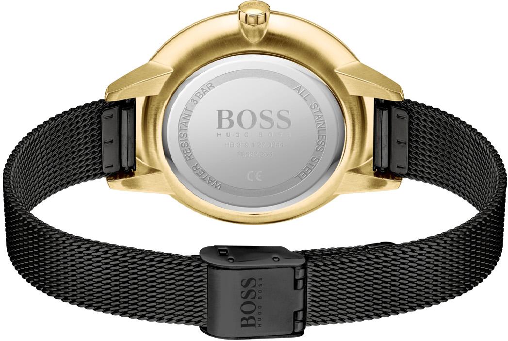 Hugo Boss Symphony Black Dial Black Mesh Bracelet Watch for Women - 1502601