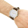 Hugo Boss Classic White Dial Brown Leather Strap Watch for Men - 1513486