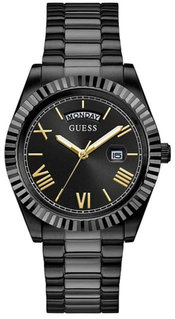 Guess Connoisseur Black Dial Black Steel Strap Watch for Men - GW0265G4