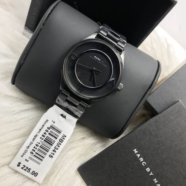 Marc Jacobs Tether Black Transparent Dial Black Stainless Steel Strap Watch for Women - MBM3415