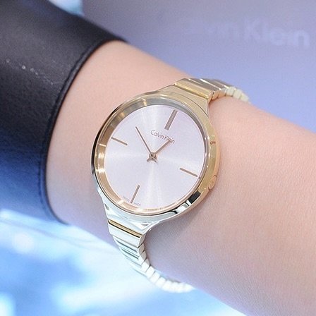 Calvin Klein Lively Silver Dial Gold Steel Strap Watch for Women - K4U23526