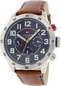 Tommy Hilfiger Trent Quartz Blue Dial Brown Leather Strap Watch for Men - 1791066