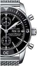 Breitling Superocean Heritage Chronograph 44 Black Dial Silver Mesh Bracelet Watch for Men - A13313121B1A1