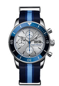 Breitling Superocean Heritage Chronograph 44 Ocean Conservancy Silver Dial Two Tone NATO Strap Watch for Men - A133131A1G1W1