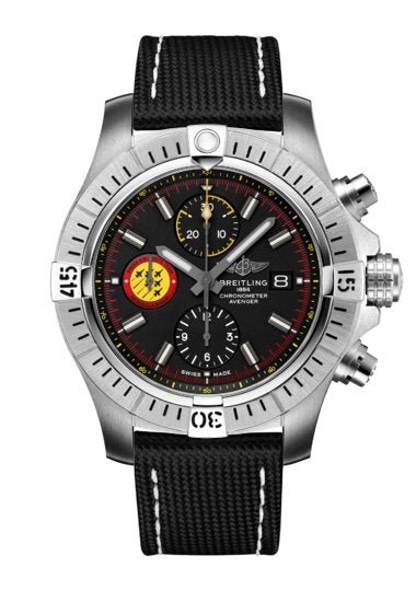 Breitling Avenger Chronograph 45mm Swiss Air Force Team Black Dial Black Nylon Strap Watch for Men - A133171A1B1X1