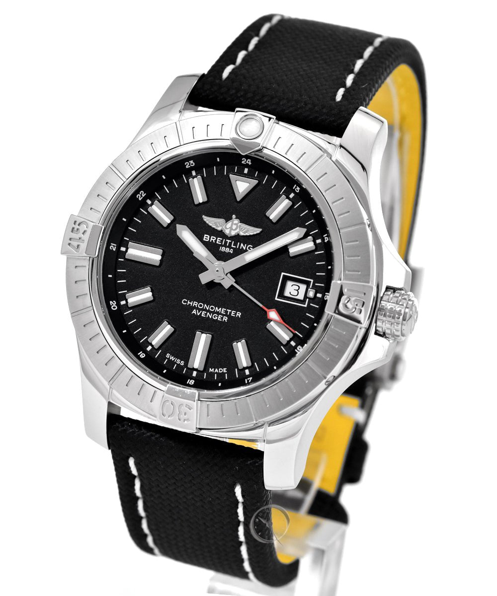 Breitling Avenger Automatic 43mm Black Dial Black Nylon Strap Watch for Men - A17318101B1X2