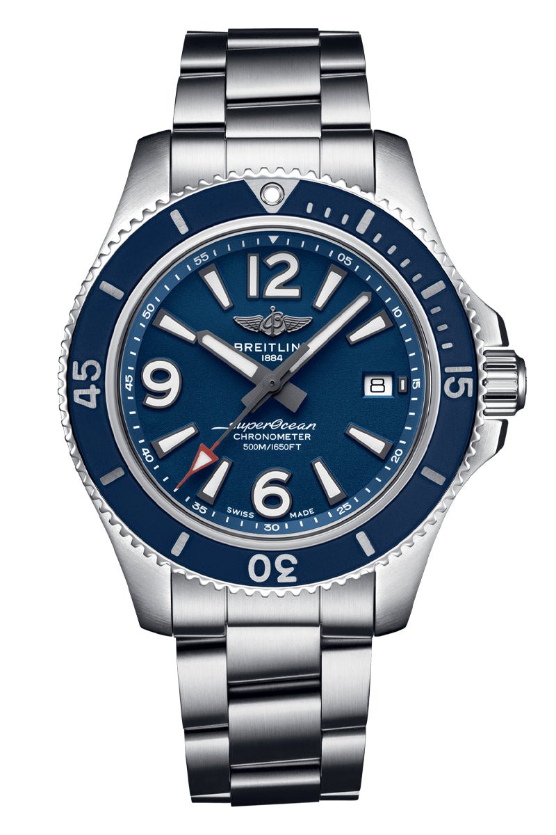 Breitling Superocean Automatic 42mm Blue Dial Silver Steel Strap Watch for Men - A17366D81C1A1