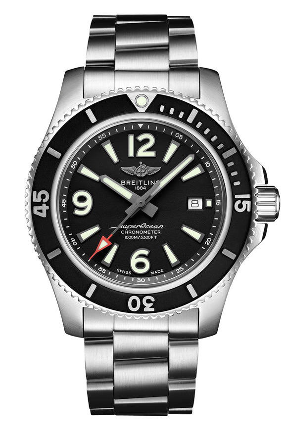 Breitling Superocean Automatic 44mm Black Dial Silver Steel Strap Watch for Men - A17367D71B1A1