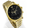 Emporio Armani Classic Chronograph Black Dial Gold Steel Strap Watch For Men - AR1893