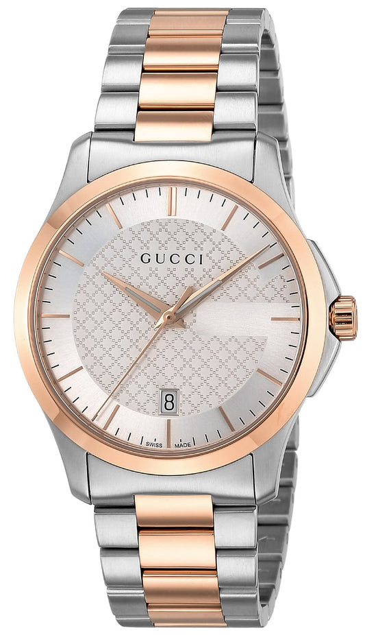 Gucci G Timeless Quartz Silver Dial Two Tone Steel Strap Watch For Men - YA126473