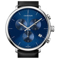 Calvin Klein High Noon Chronograph Blue Dial Black Leather Strap Watch for Men - K8M271CN