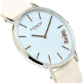 Coach Perry Blue Mother of Pearl Dial White Leather Strap Watch for Women - 14503270