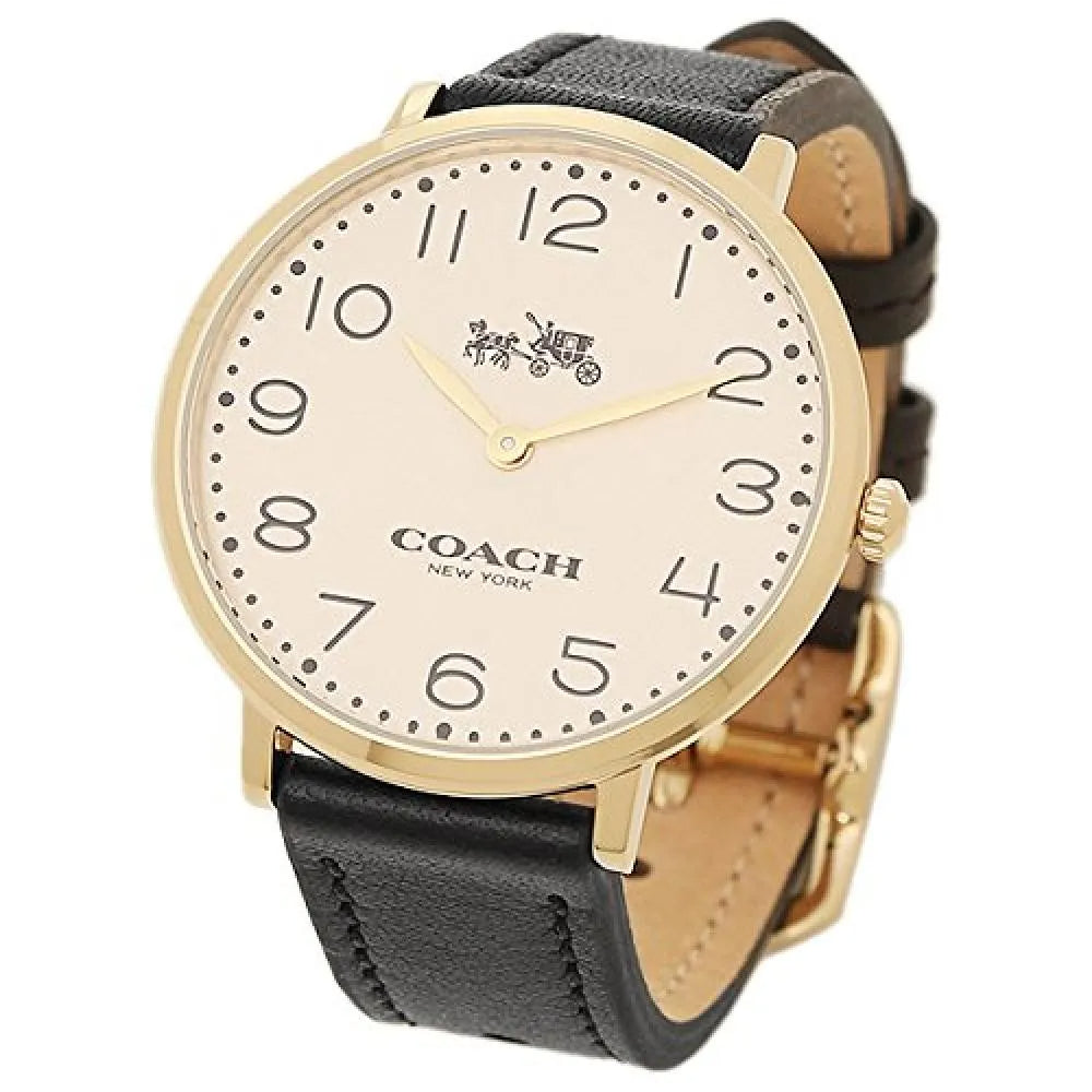 Coach Slim Easton White Dial Black Leather Strap Watch for Women - 14502683