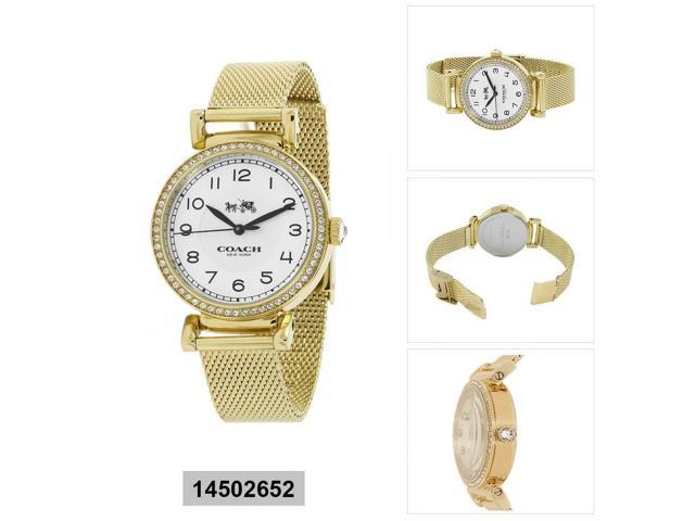 Coach Madison White Dial Gold Mesh Bracelet Watch for Women - 14502652