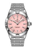 Breitling Chronomat 32 Diamonds Pink Dial Silver Steel Strap Watch for Women - A77310101K1A1