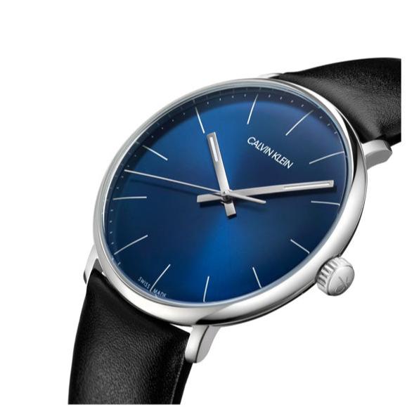 Calvin Klein High Noon Quartz Blue Dial Black Leather Strap Watch for Men - K8M211CN