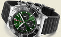 Breitling Super Chronomat B01 44 Green Dial Black Rubber Strap Watch for Men - AB0136251L1S1