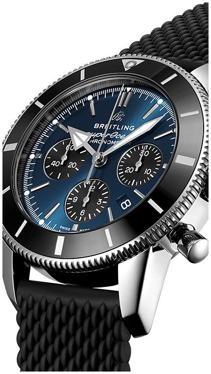 Breitling Superocean Heritage B01 Chronograph 44 Blue Dial Black Mesh Bracelet Watch for Men - AB0162121C1S1