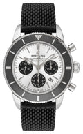 Breitling Superocean Heritage B01 Chronograph 44 Silver Dial Black Mesh Bracelet Watch for Men - AB0162121G1S1