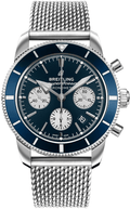 Breitling Superocean Heritage B01 Chronograph 44 Blue Dial Silver Mesh Bracelet Watch for Men - AB0162161C1A1