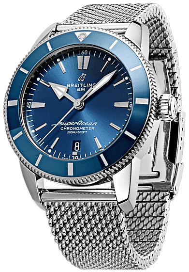 Breitling Superocean Heritage B20 Automatic 44 Blue Dial Silver Mesh Bracelet Watch for Men - AB2030161C1A1