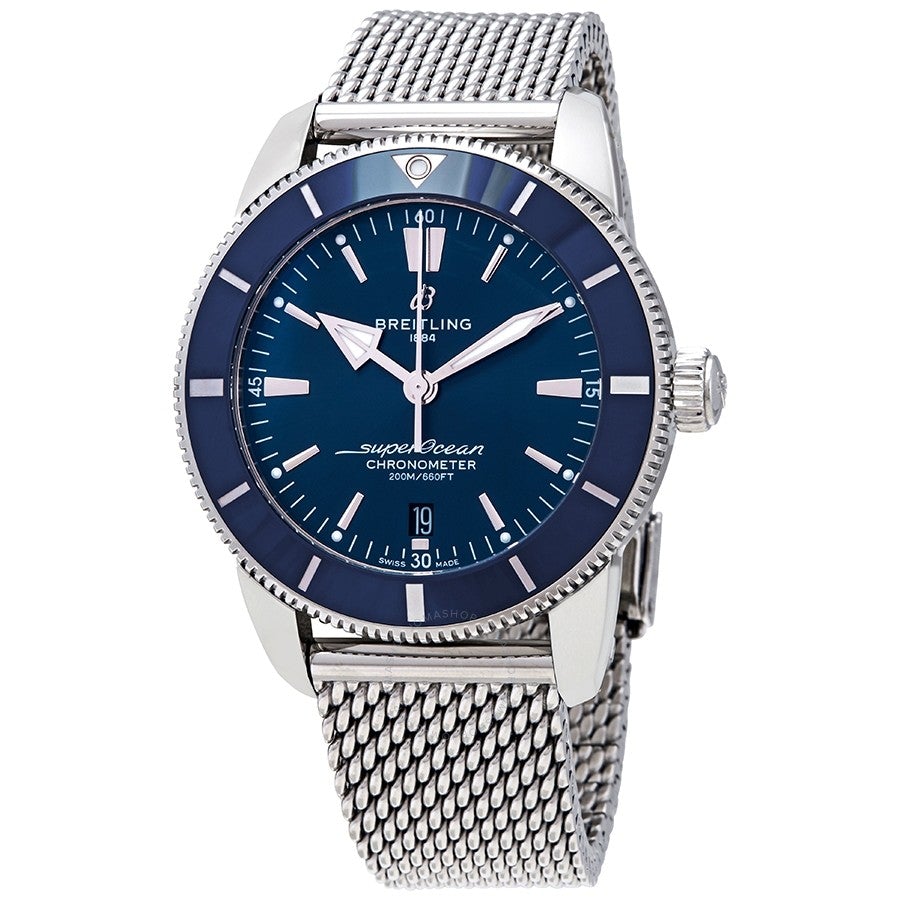 Breitling Superocean Heritage B20 Automatic 44 Blue Dial Silver Mesh Bracelet Watch for Men - AB2030161C1A1