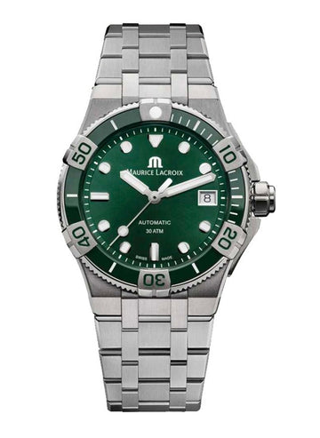 Maurice Lacroix Aikon Venturer Green Dial Silver Steel Strap Watch for Men - AI6057-SSL52-630-1