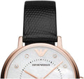 Emporio Armani Kappa Mother of Pearl Dial Black Leather Strap Watch For Women - AR80011