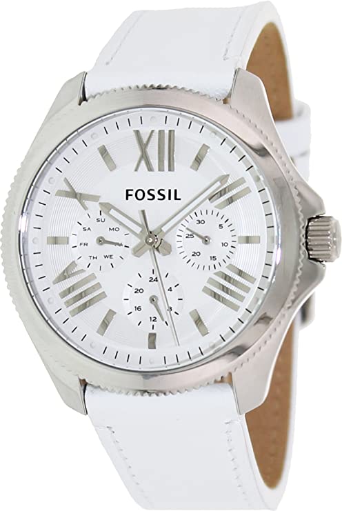 Fossil Cecile White Dial White Leather Strap Watch for Women - AM4484