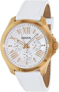 Fossil Cecile White Dial White Leather Strap Watch for Women - AM4486