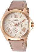 Fossil Cecile White Dial Orange Leather Strap Watch for Women - AM4532