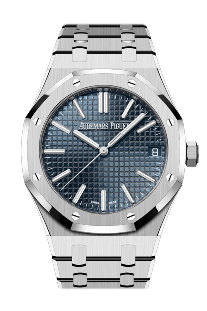 Audemars Piguet Royal Oak 50th Anniversary Automatic Blue Dial Silver Steel Strap Watch for Men - 15510ST.OO.1320ST.01