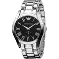 Emporio Armani Valente Black Dial Silver Steel Strap Watch For Men - AR0680