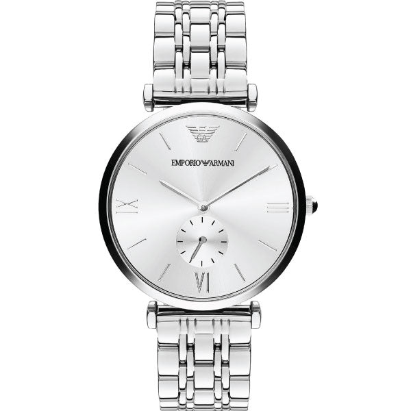 Emporio Armani Classic Silver Dial Silver Steel Strap Watch For Men - AR1819