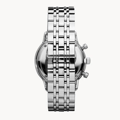 Emporio Armani Classic Chronograph Black Dial Silver Steel Strap Watch For Men - AR0389