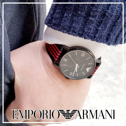 Emporio Armani Kappa Black Dial Two Tone NATO Strap Watch For Men - AR11015