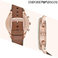 Emporio Armani Quartz Silver Dial Brown Leather Strap Watch For Men - AR11043